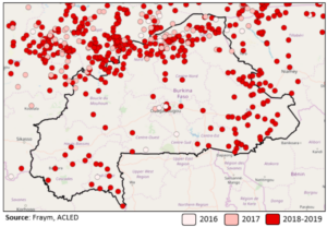 terrorist attacks in Burkina Faso between 2016 and early 2019