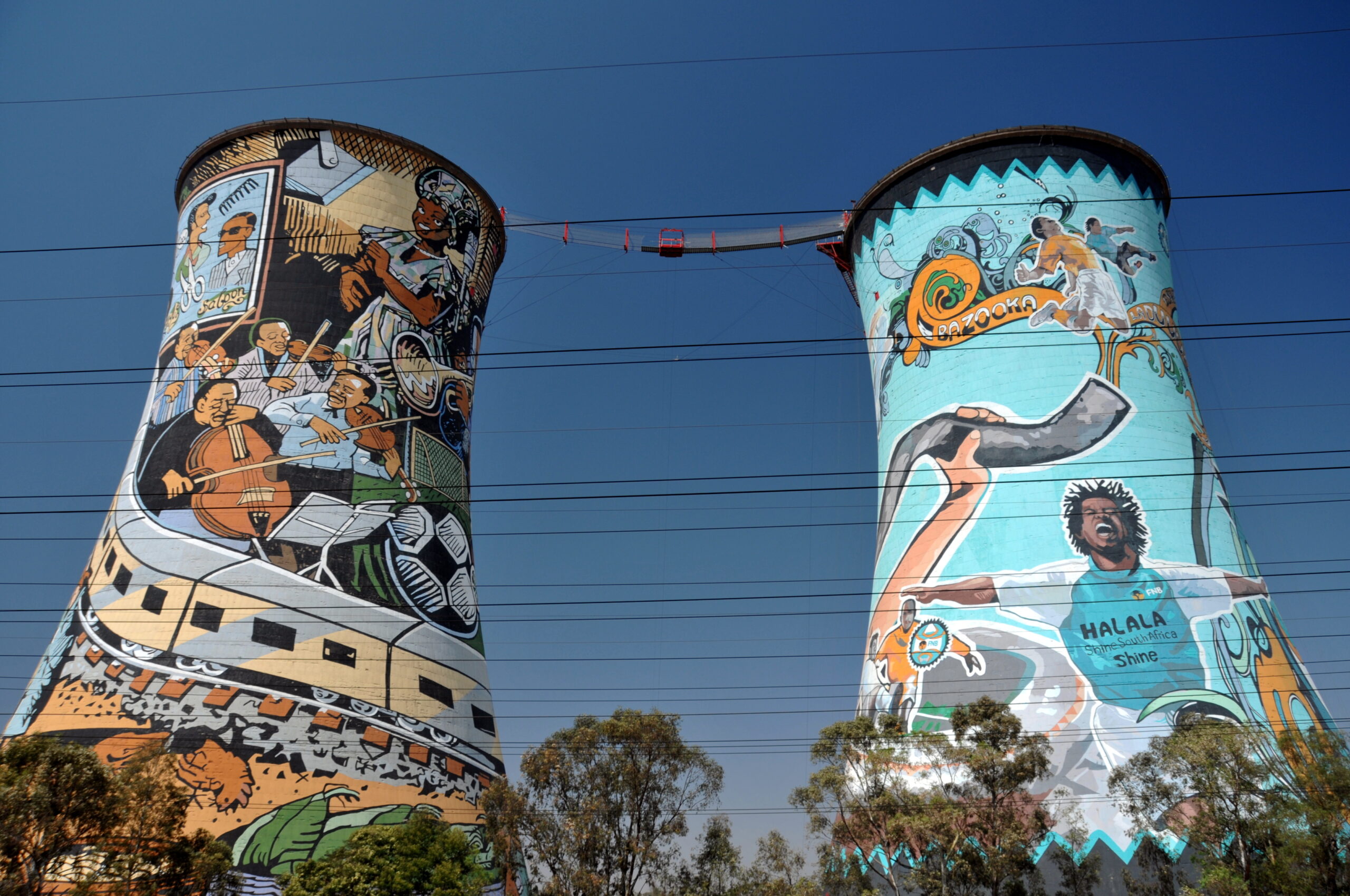 Two painted towers in Soweto South Africa