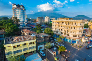 Roof top shot of Arusha Tanzania