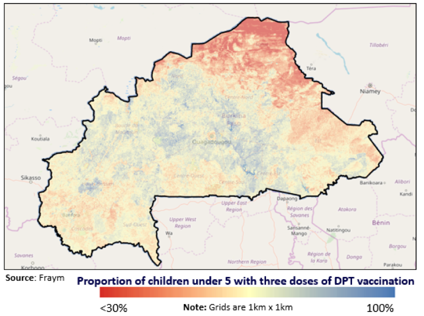 Proportion of Children under 5 with DPT vaccination in Burkina Faso