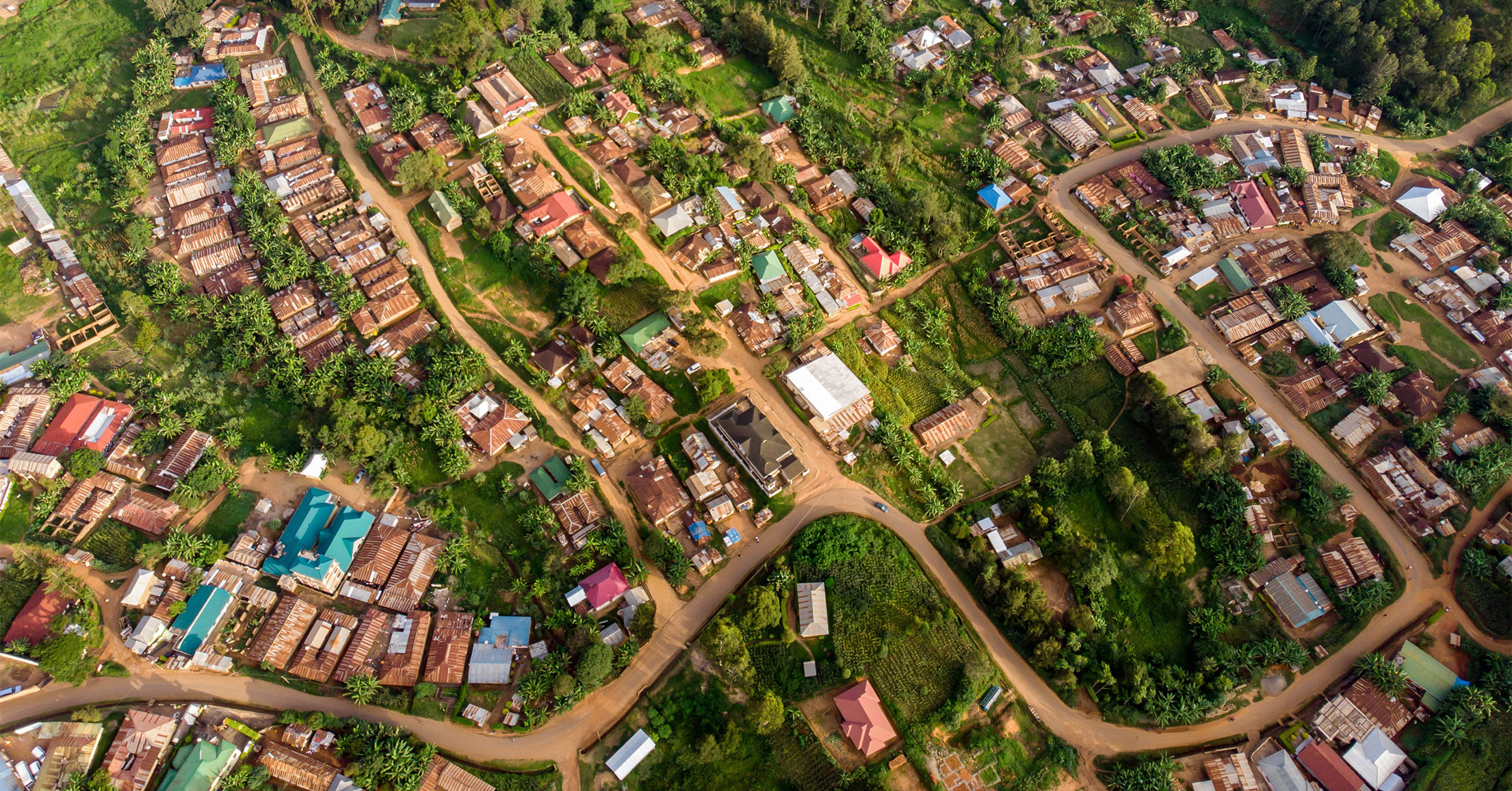 Overhead View of Roads in African Neighborhood