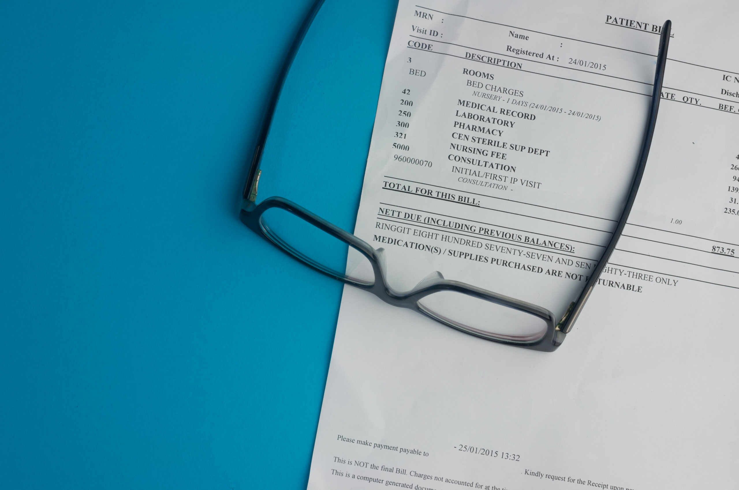 Patient reviewing a medical bill